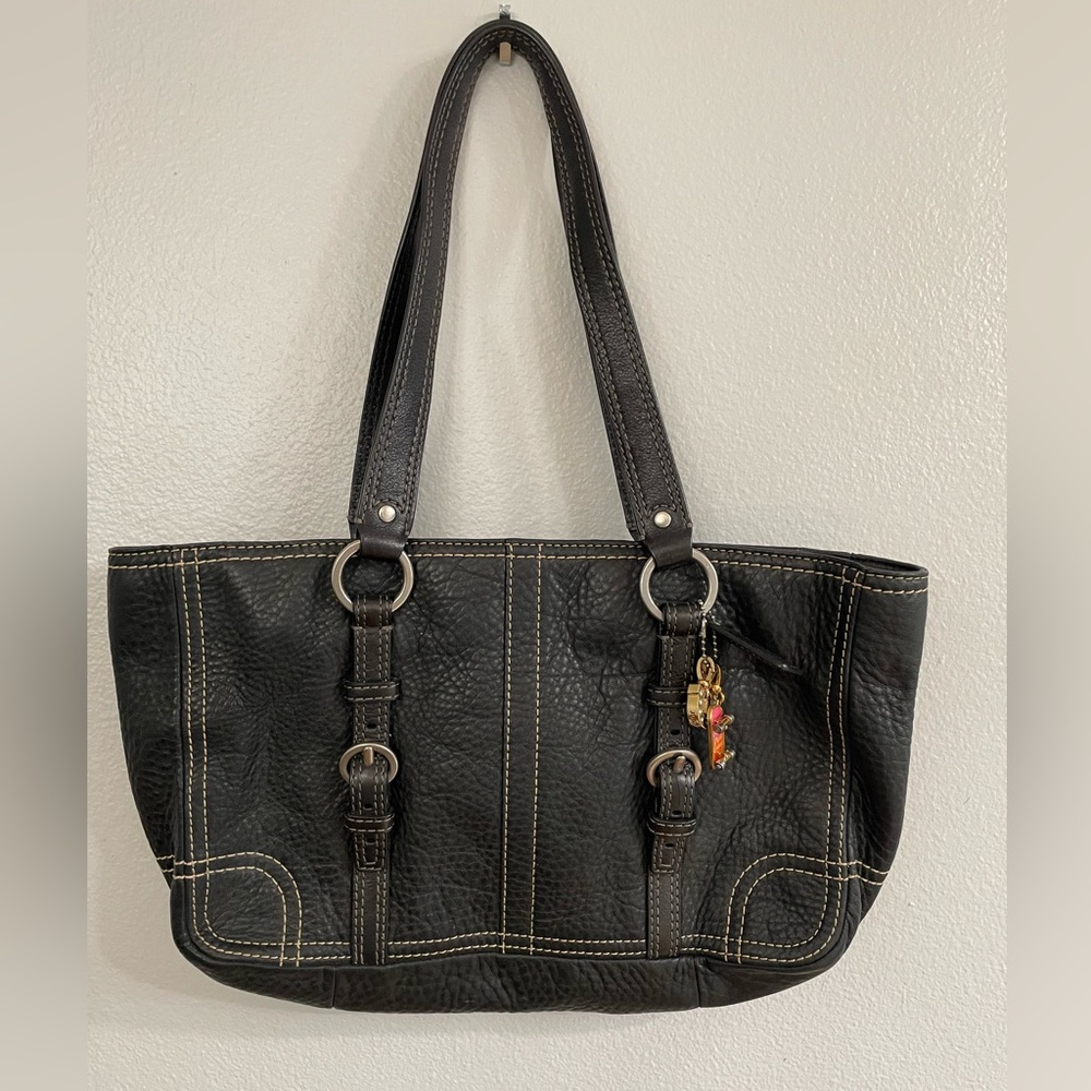 Vintage Coach black leather bag